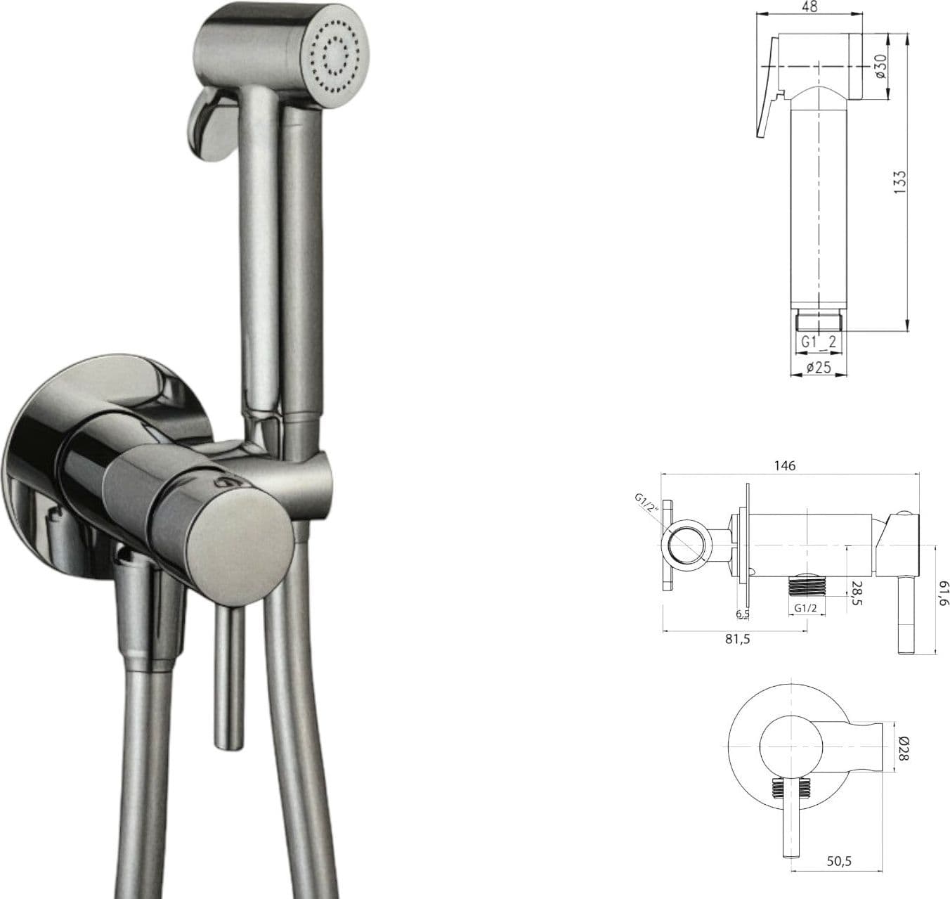 Set miscelatore incasso tondo con doccetta wc - 2