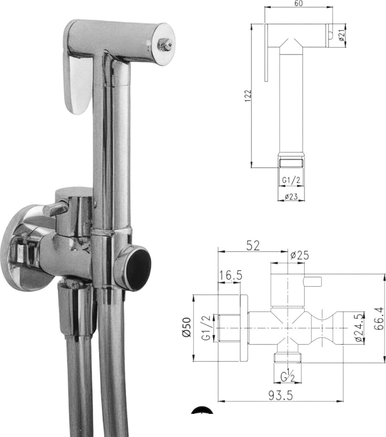 Set per wc tondo con rubinetto completo - 2