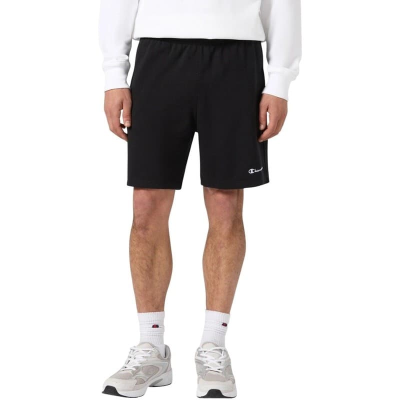 Bermuda uomo Champion Icons in cotone – Jersey morbido, vita elasticizzata con coulisse Nero - 3