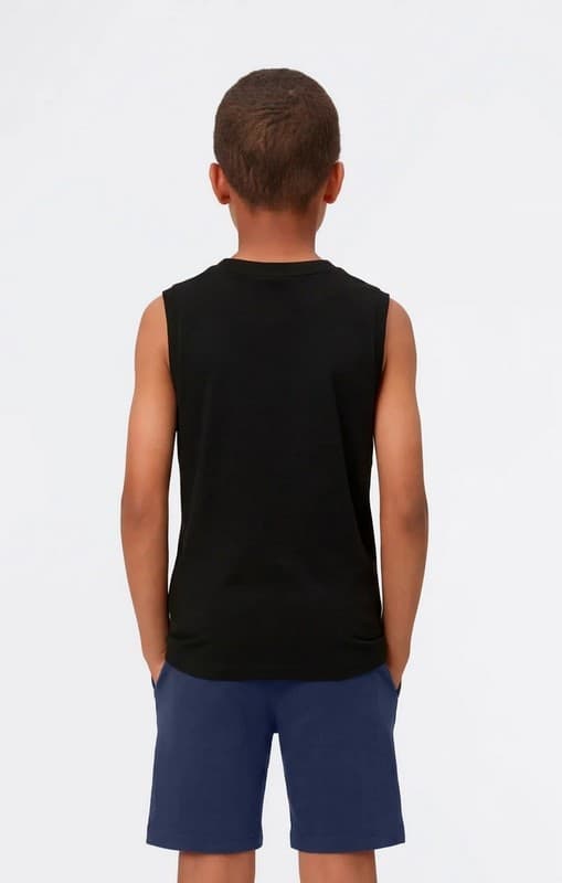 Champion Script Shop - Maglietta senza Maniche da Ragazzo,Nero - 3