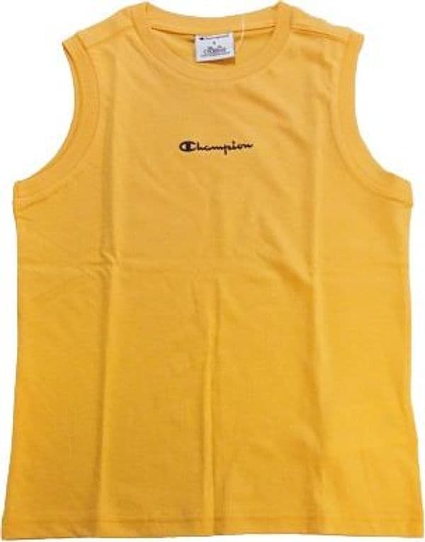 Champion Script Shop - Maglietta a Maniche Corte da Ragazzo,Giallo - 2