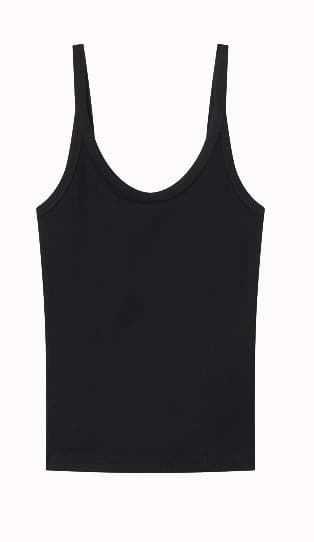 Canotta Donna Icons a Costina Stretch Nera – Vestibilità Fitted con Logo Ricamato - 2