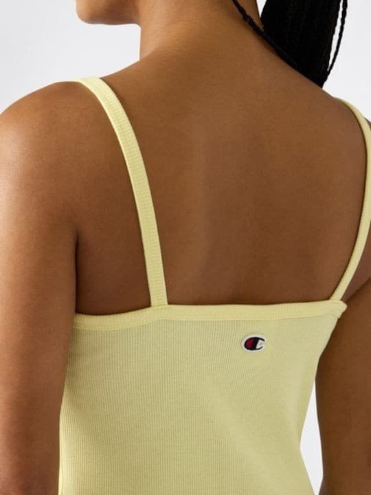 Canotta Donna Icons a Costina Stretch Giallo – Vestibilità Fitted con Logo Ricamato - 5