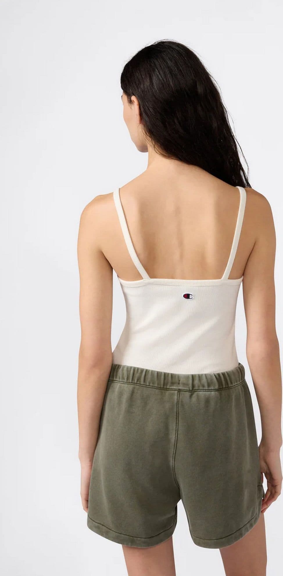 Canotta Donna Icons a Costina Stretch Panna – Vestibilità Fitted con Logo Ricamato