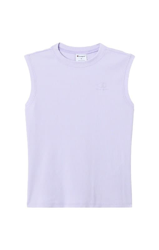 Canotta donna Champion Icons – Smanicata in tessuto a costina elasticizzata con effetto slavato Viola