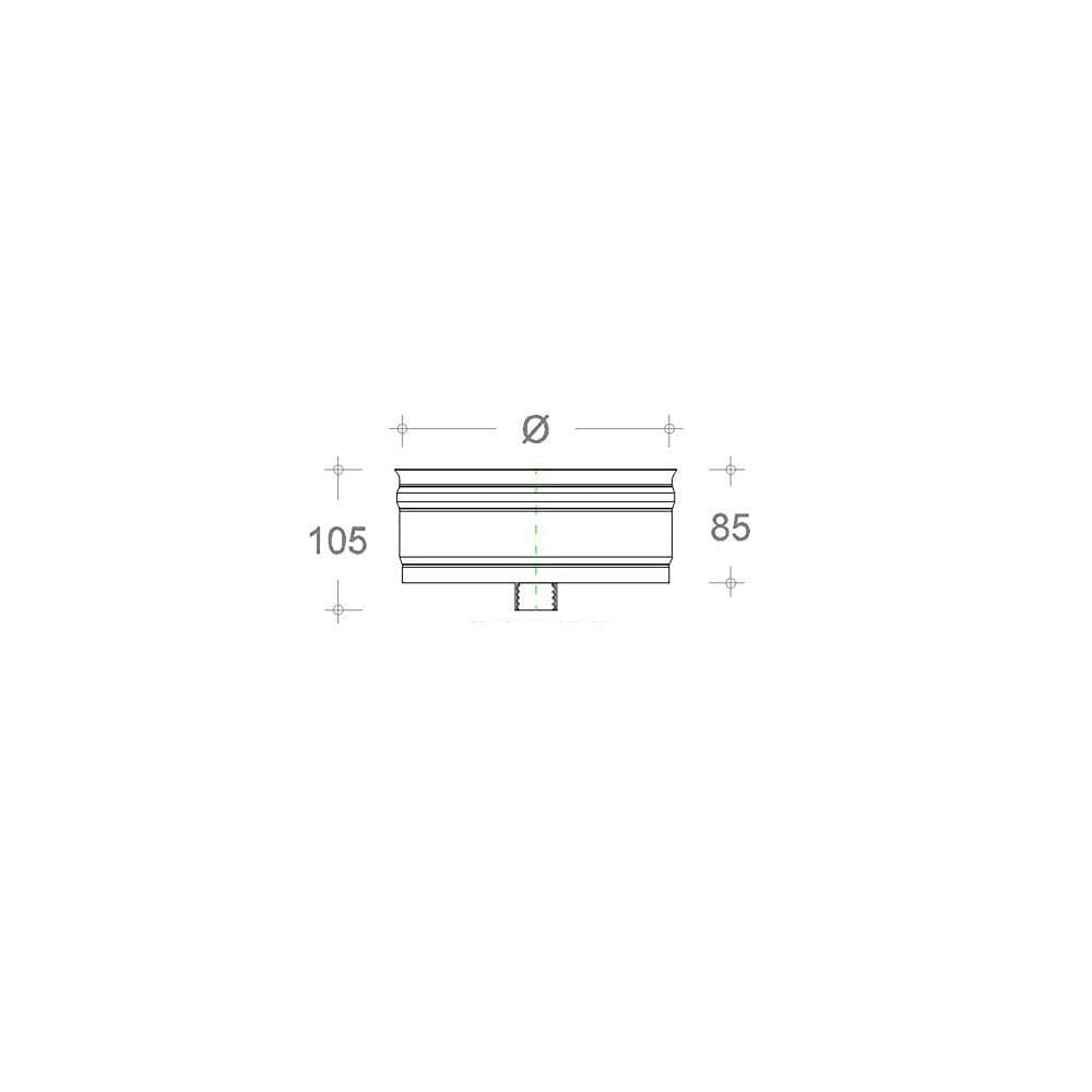 Tappo inox 140mm AISI 304 con spurgo scarico condensa innesto Femmina - 3