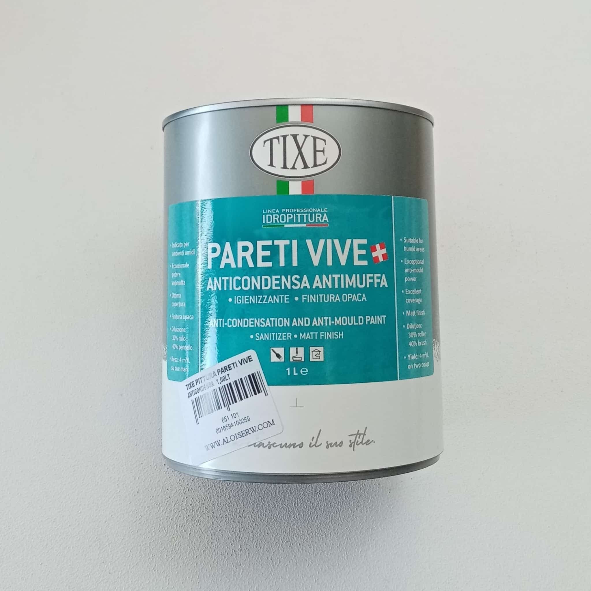 Tixe Pareti Vive 1lt pittura bianca opaca anticondensa alto spessore con antimuffa lavabile per interni