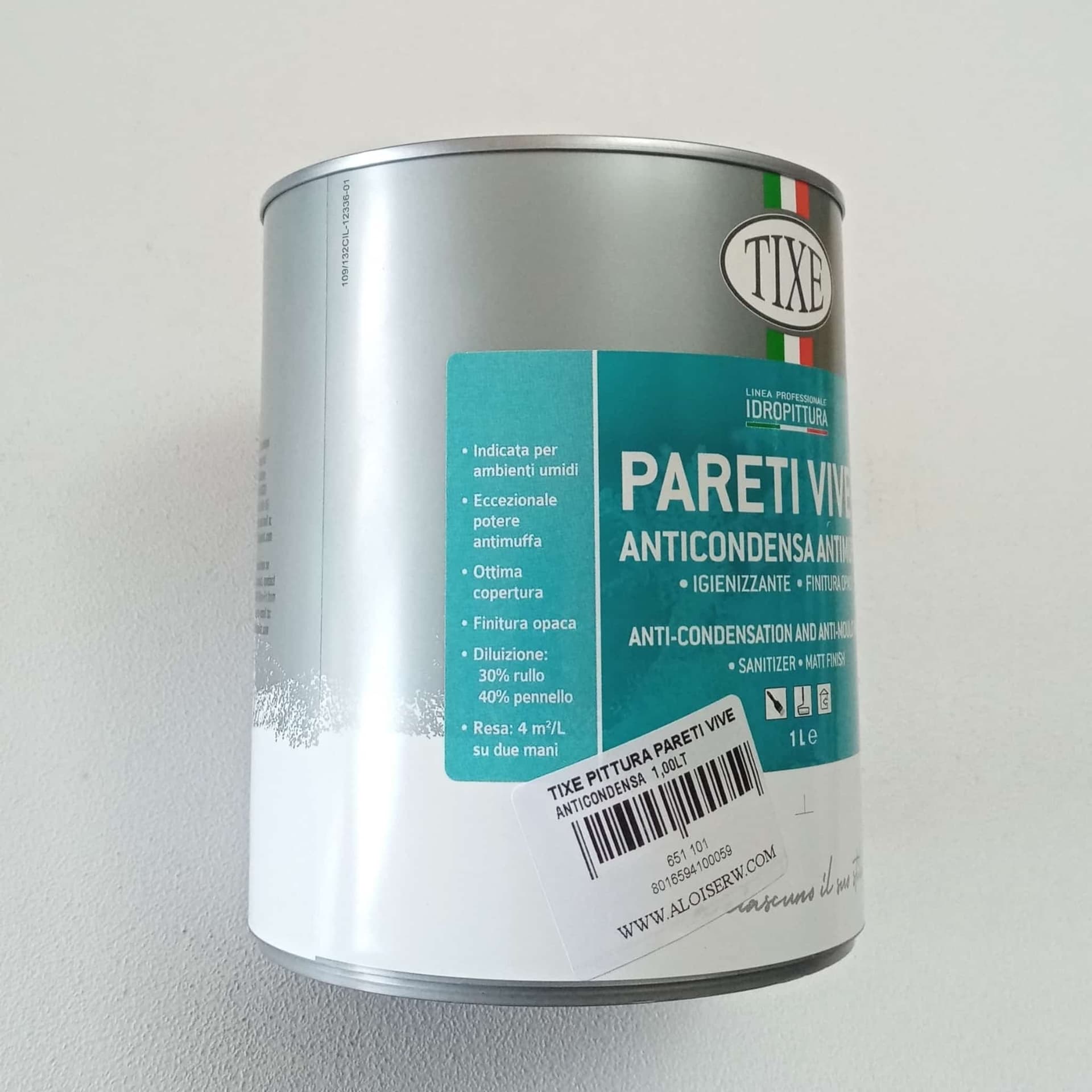 Tixe Pareti Vive 1lt pittura bianca opaca anticondensa alto spessore con antimuffa lavabile per interni - 2