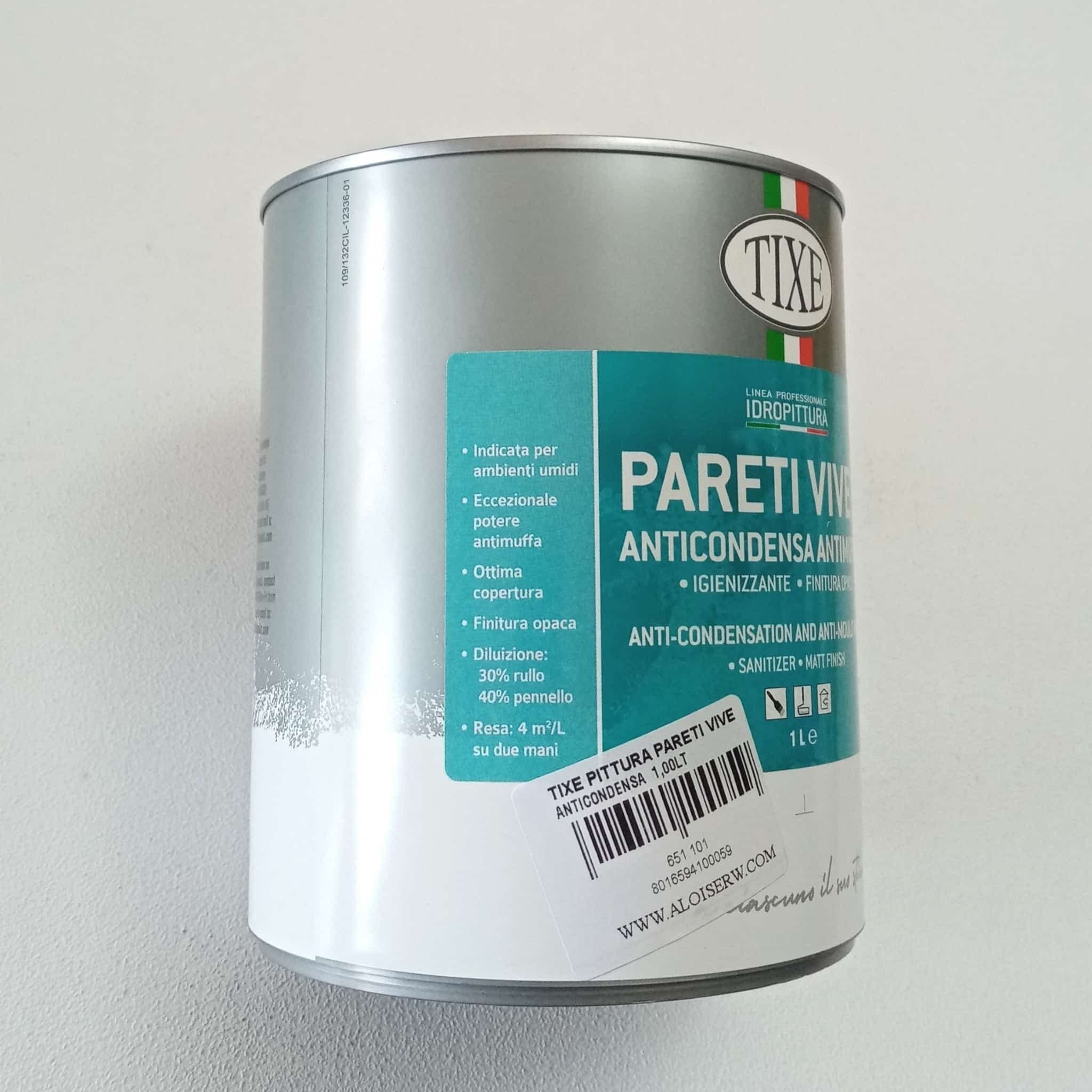 Tixe Pareti Vive 1lt pittura bianca opaca anticondensa alto spessore con antimuffa lavabile per interni - 2