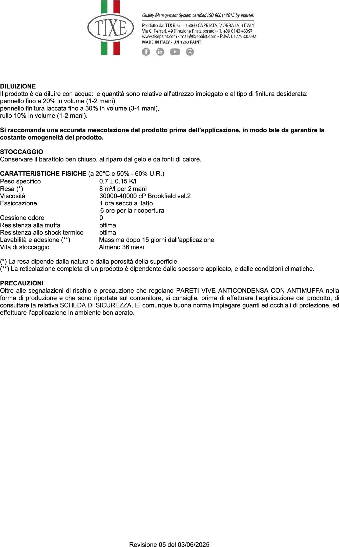 Tixe Pareti Vive 1lt pittura bianca opaca anticondensa alto spessore con antimuffa lavabile per interni - 6