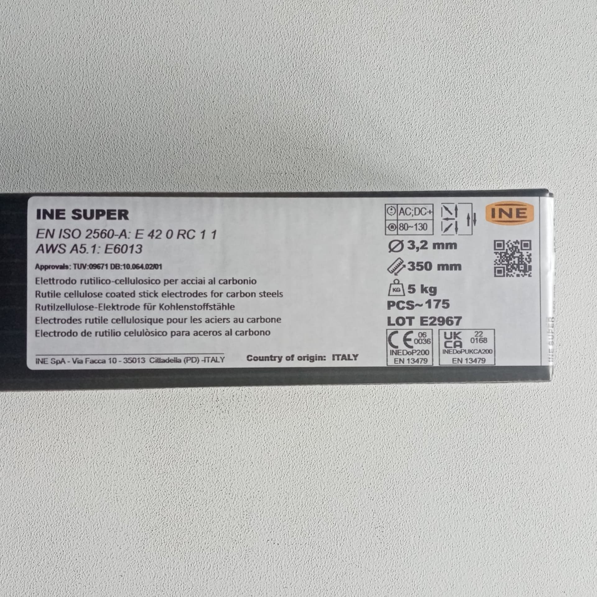 Elettrodo rutile 175pz INE 45 E6013 da 3,2 x 350mm colore grigio per la saldatura di acciaio al carbonio - 4
