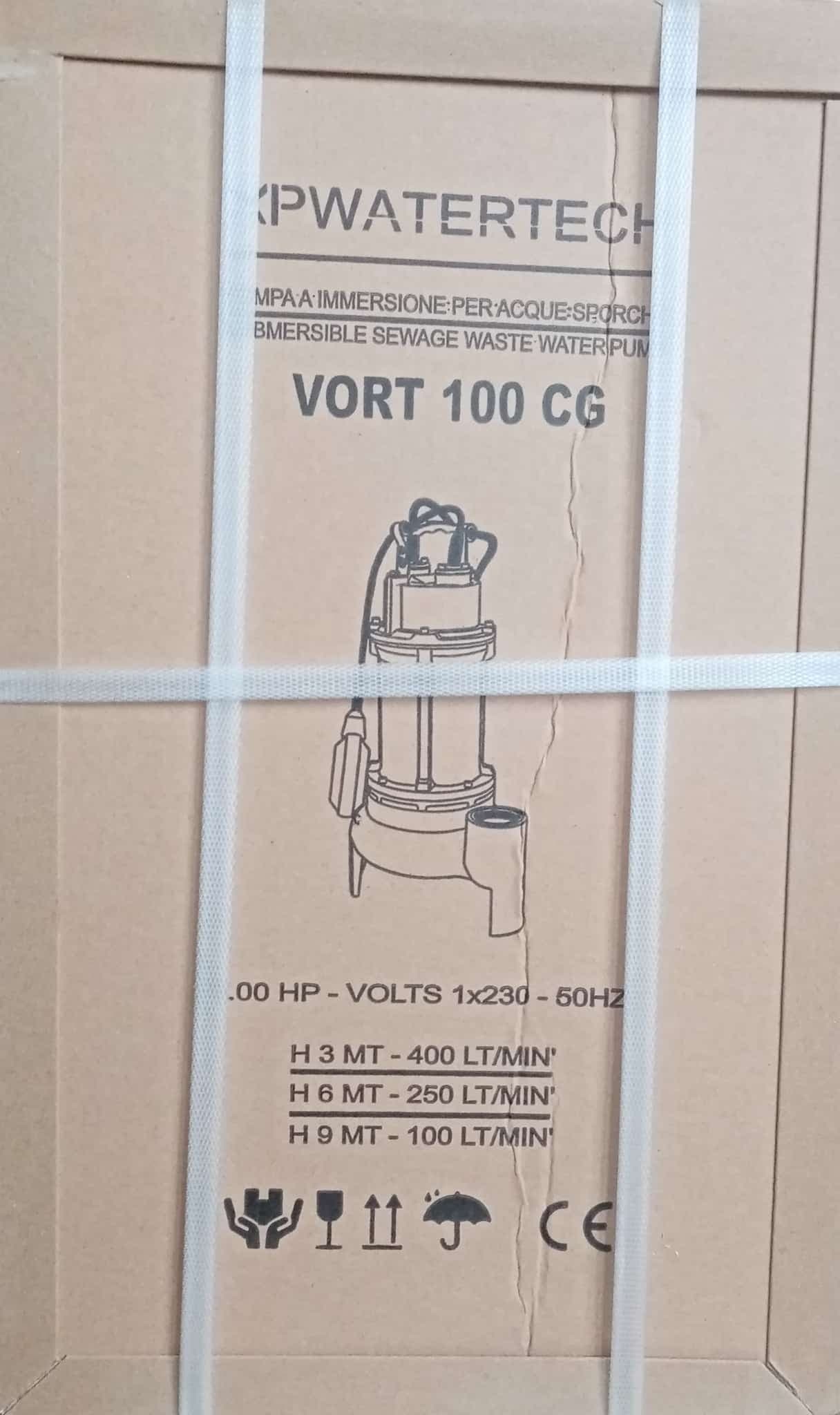 Pompa Sommersa monofase per fognatura VORT100 1HP mandata 2" ghisa - uscita verticale - 5