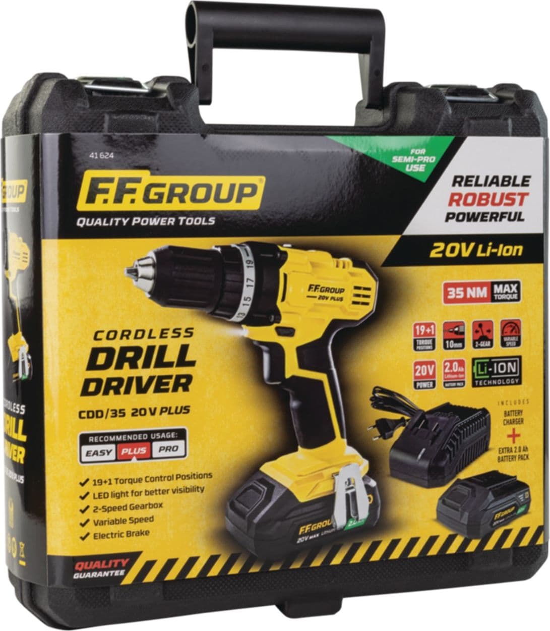FF Group CDD/35 20V PLUS trapano avvitatore con 2 batterie - uso semi-professionale - 6