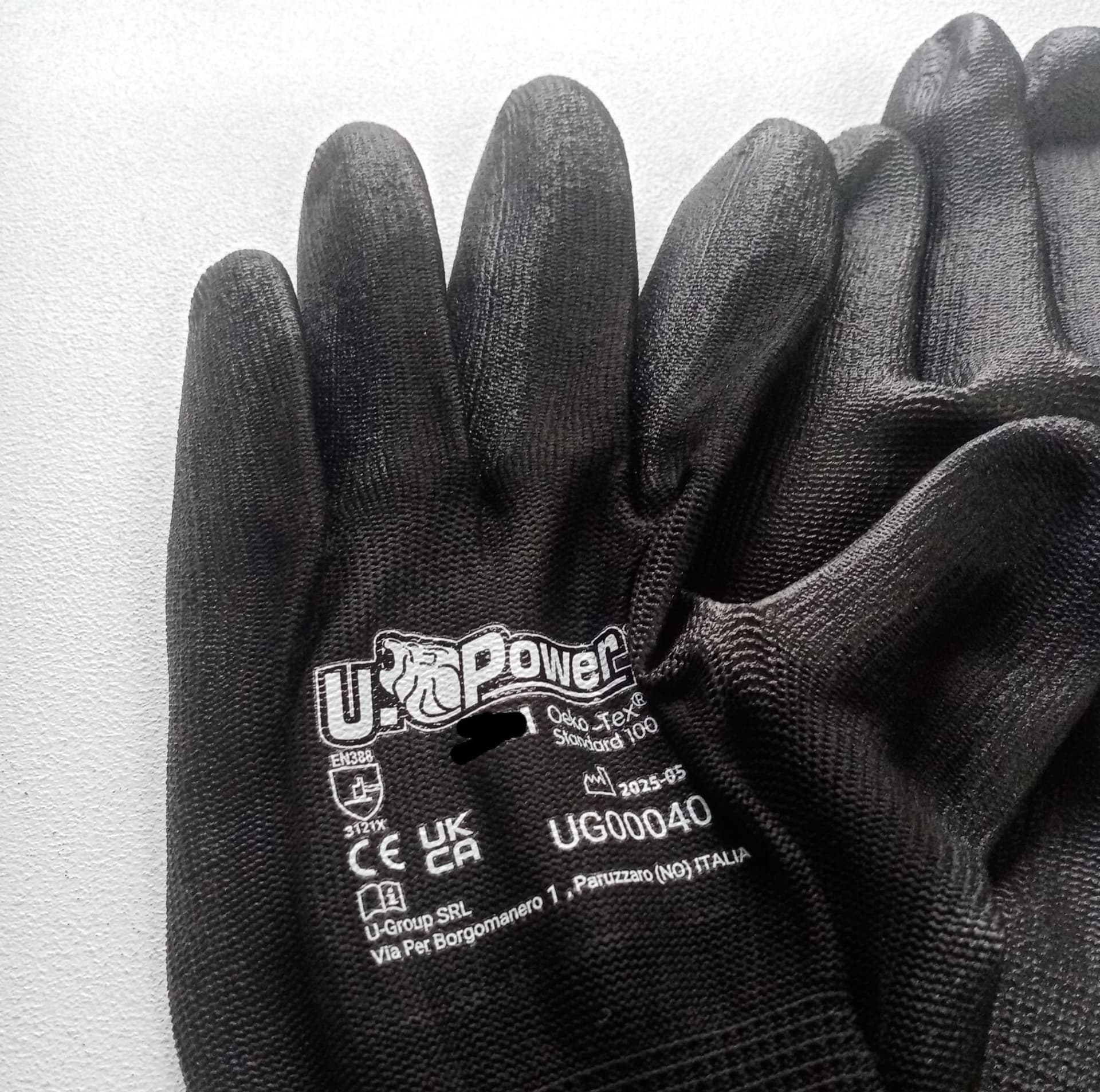 U-Power Onix, 12 paia di guanti da lavoro, supporto poliestere nero e poliuretano - 3
