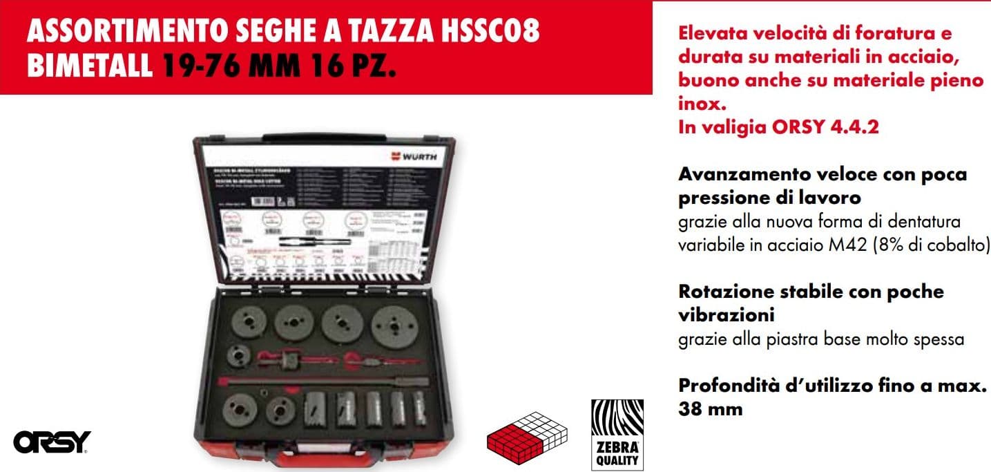 Assortimento di 16 seghe a tazza HSSCo8 dalla 19 alla 76 mm per utilizzo professionale - 3