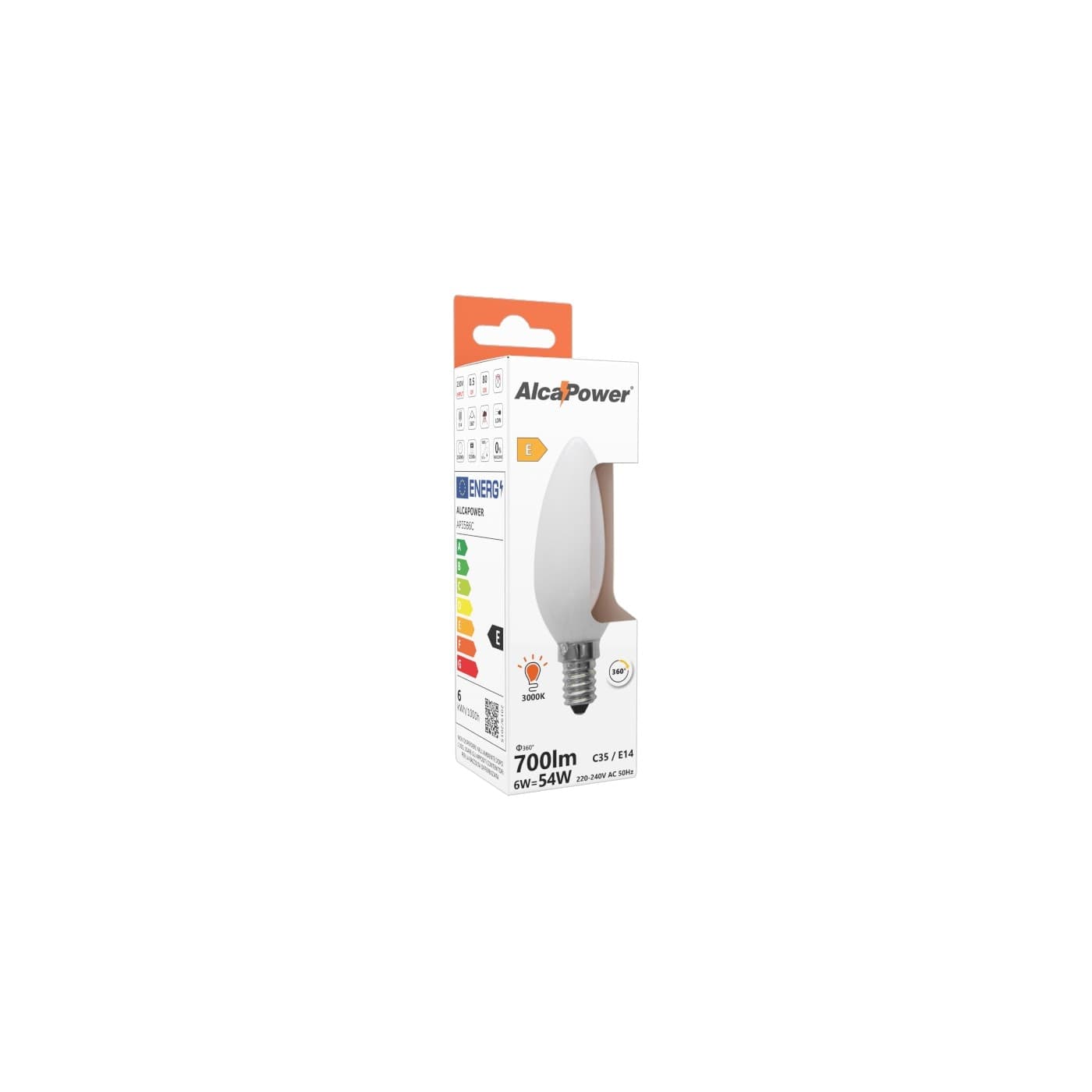 Alca Power C35 6W 230V 700LM 3000K E14 lampada oliva a filamento a led vetro bianco - 3