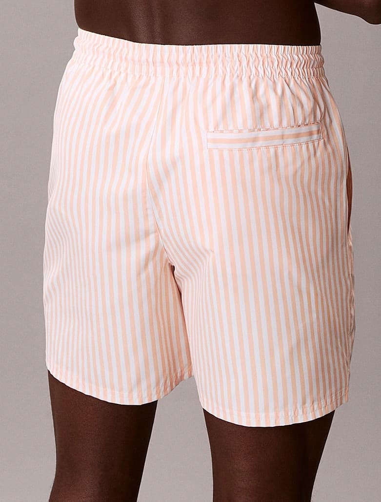 Boxer Mare Uomo Calvin Klein a Righe Corto con CK Monogram e Cordoncino Medio - 6