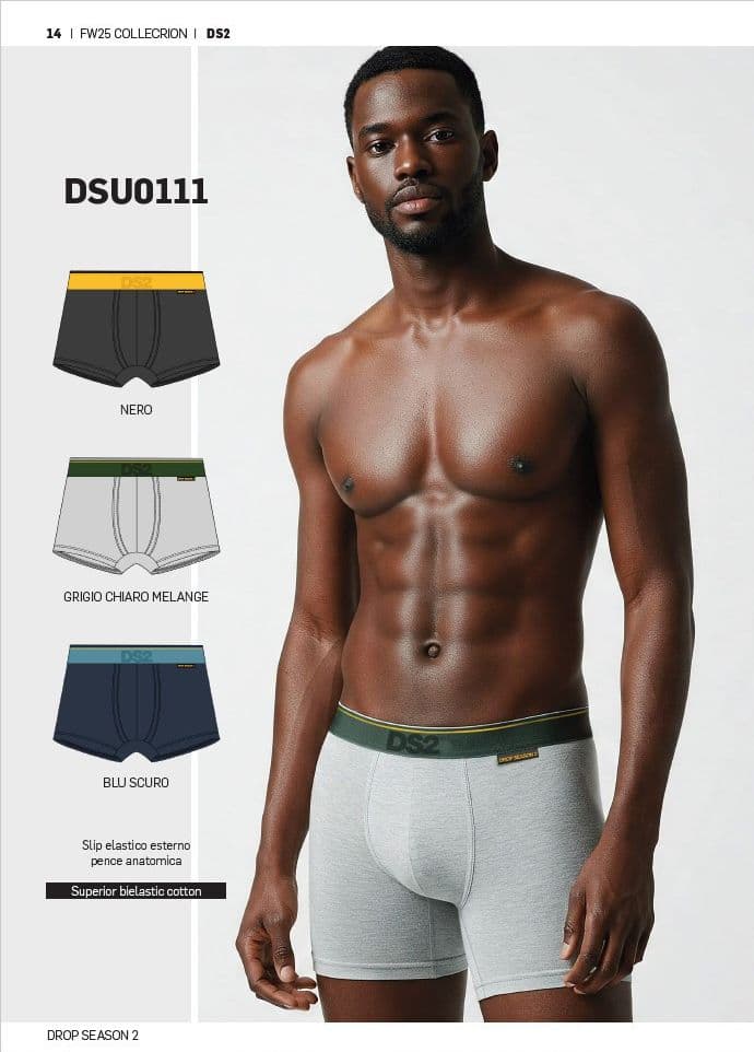 Boxer DSU0111 ! Drop Season Set 3 Boxer Uomo – Cotone Stretch "Ultimate Comfort" Blu, Grigio e Nero