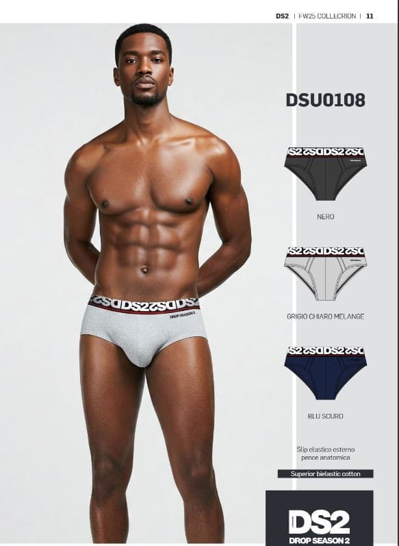 Slip DSU0108 ! Drop Season Set 3 Slip Uomo – Premium Cotton Stretch Nero, Grigio e Blu