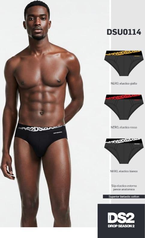 Slip DSU0114 ! Drop Season Set 3 Slip Uomo– Pack Total Black in Cotone Stretch Premium