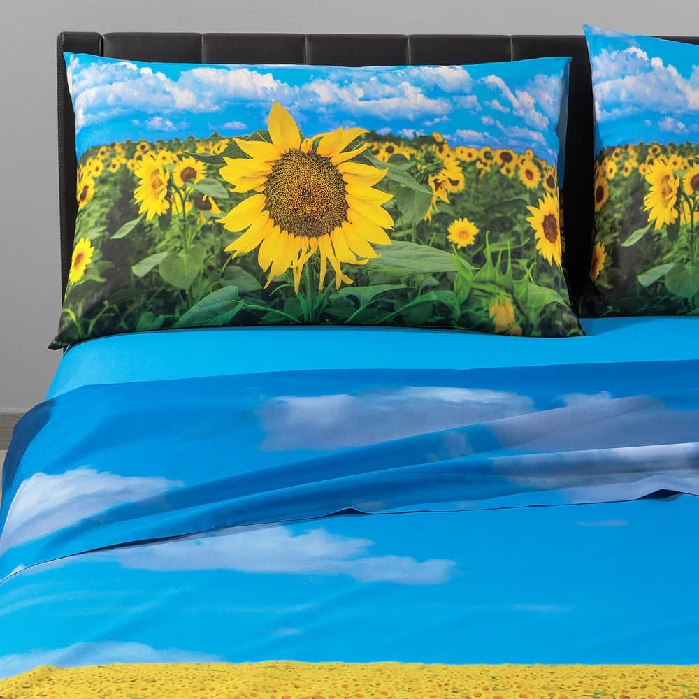 Lenzuola Girasoli ! Caleffi -Carmassi Completo Matrimoniale Sogni Di Viaggio in Puro Cotone - 3