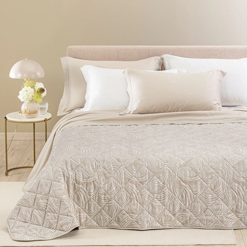 Copriletto Trapuntato Apollo ! Caleffi  Matrimoniale in Raso Jacquard– Eleganza di Lusso Dreaming Tortora Dreaming - 10