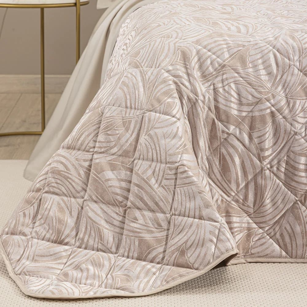 Copriletto Trapuntato Apollo ! Caleffi  Matrimoniale in Raso Jacquard– Eleganza di Lusso Dreaming Tortora Dreaming - 8
