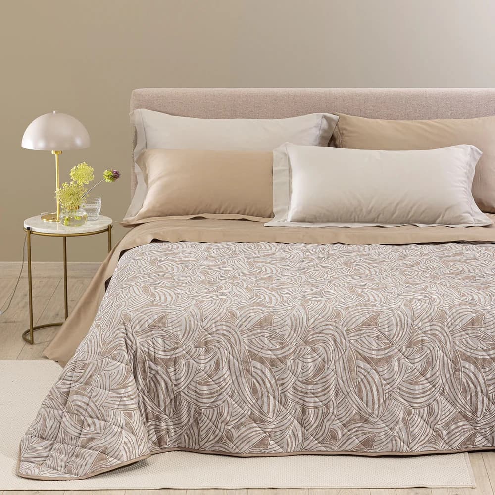Copriletto Trapuntato Apollo ! Caleffi  Matrimoniale in Raso Jacquard– Eleganza di Lusso Dreaming Tortora Dreaming - 9