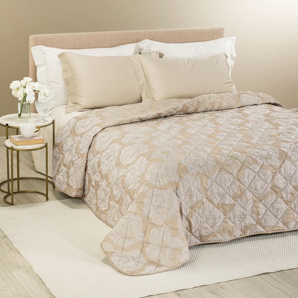 Copriletto Trapuntato Flory ! Caleffi – Raso Jacquard Matrimoniale, - 9