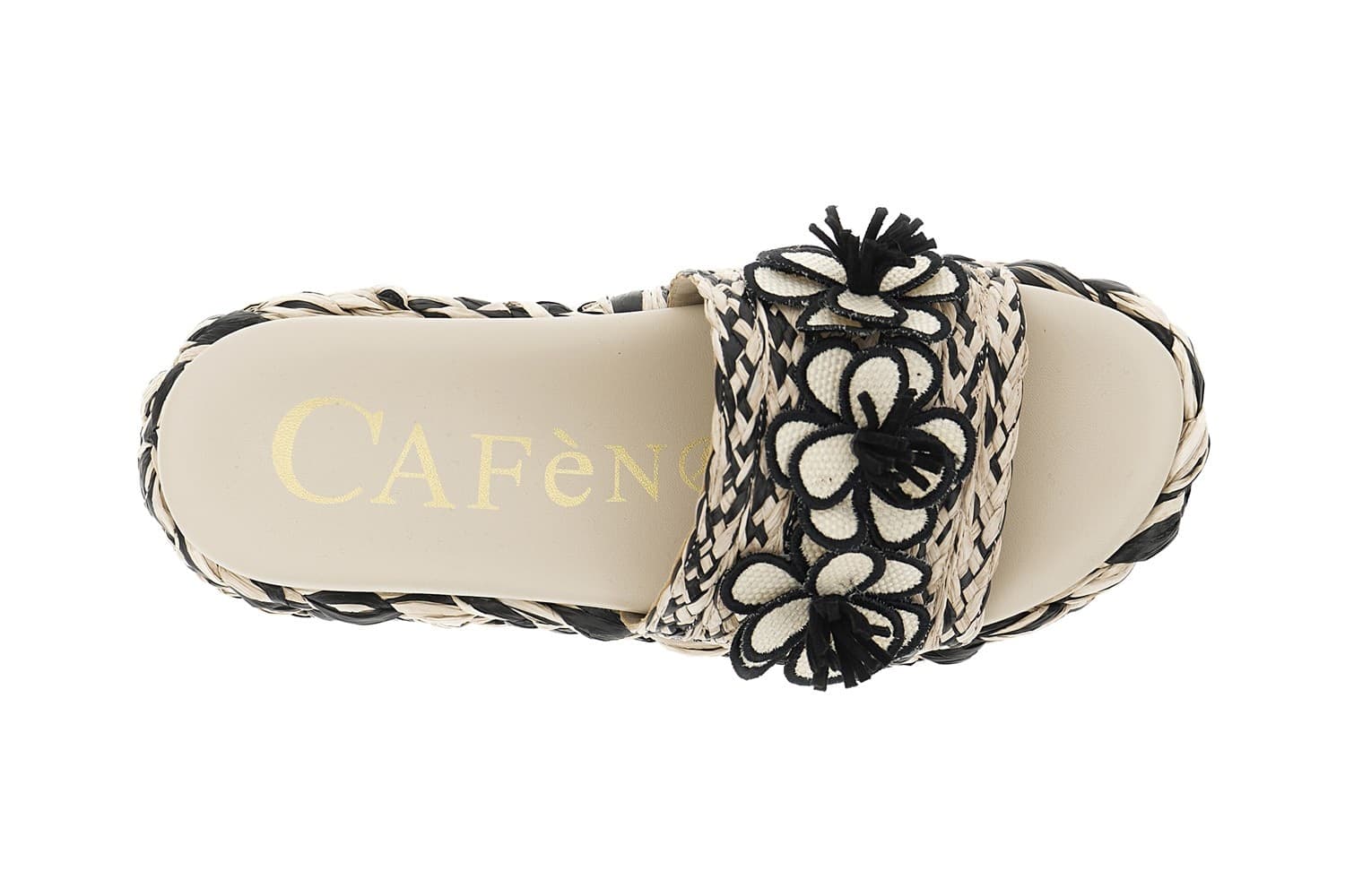 CIABATTA SU ZEPPA FASCIA RAFFIA CON FIORI - 3