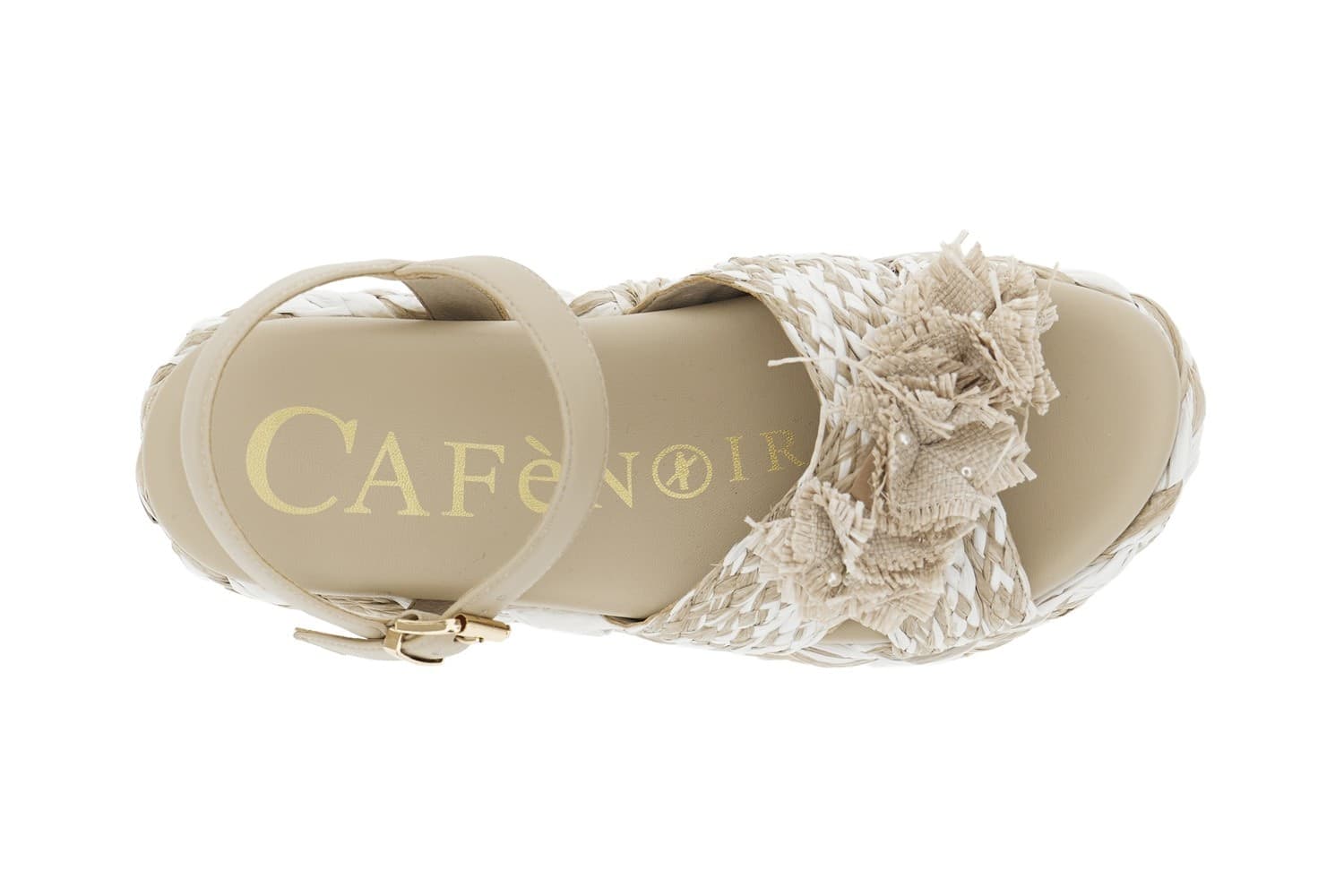 SANDALO INCROCIO SU ZEPPA FASCIA RAFFIACON FIORI - 3
