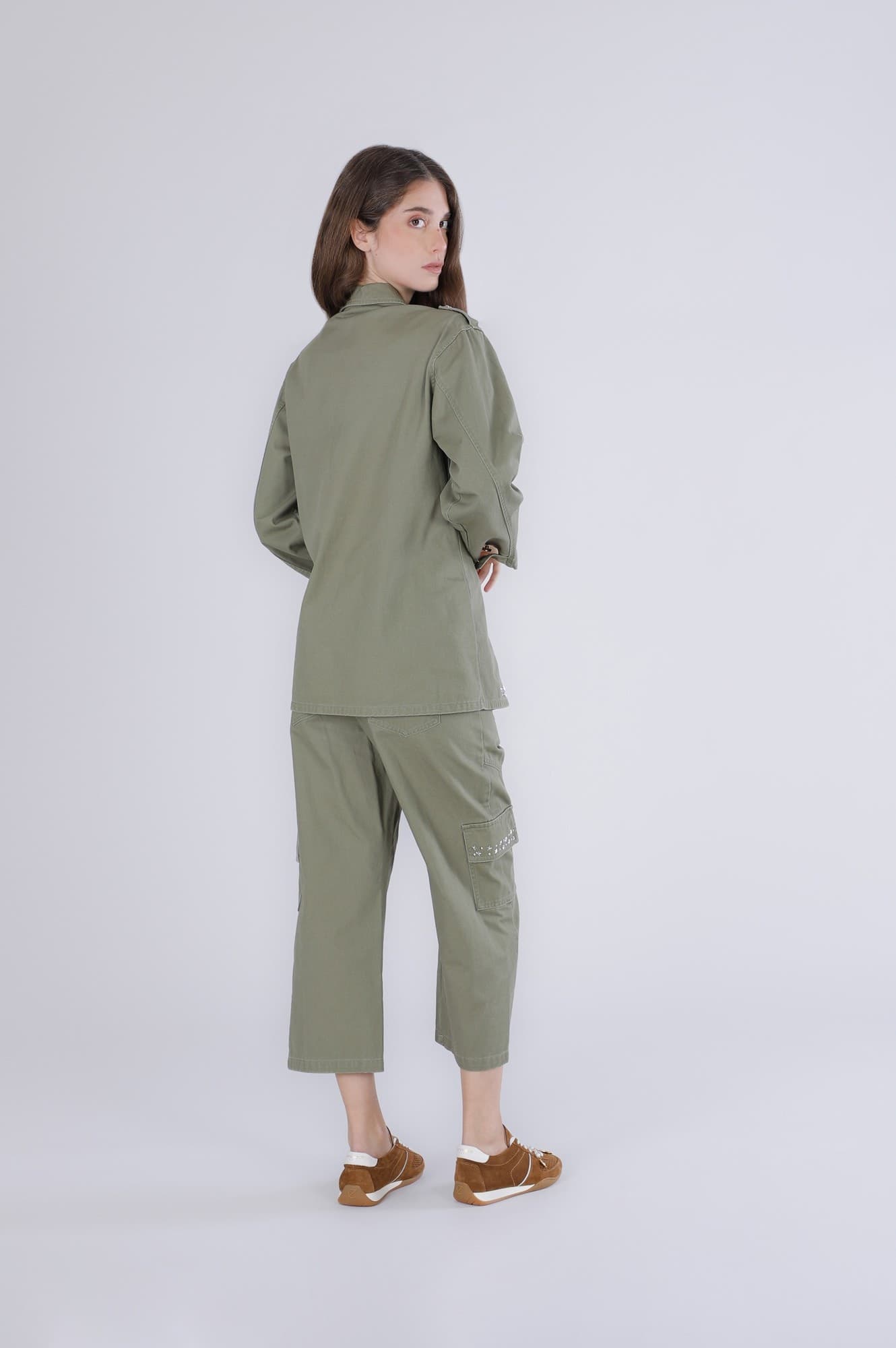 CAMICIA IN GABARDINA CON BORCHIE - 2