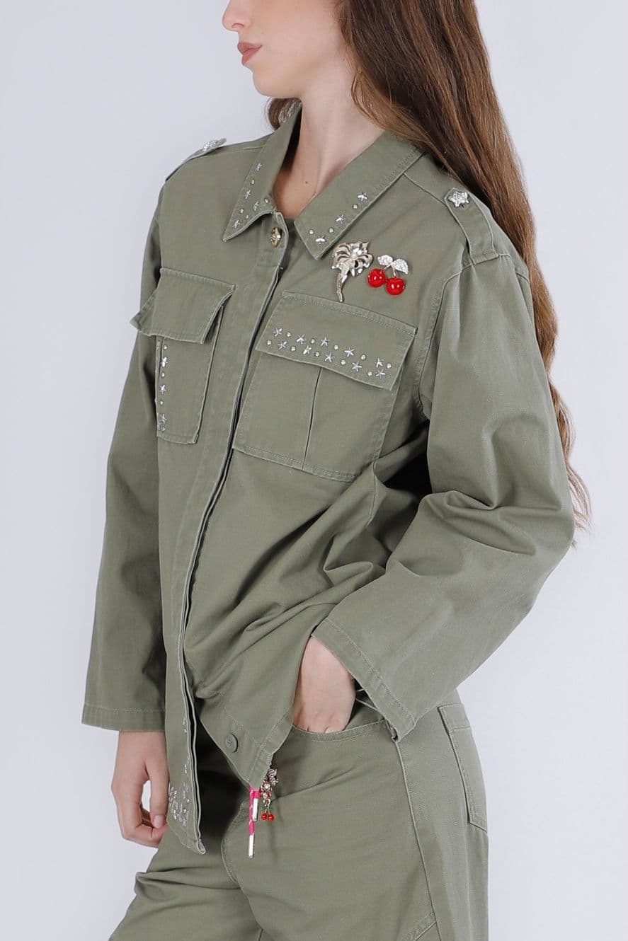 CAMICIA IN GABARDINA CON BORCHIE - 3