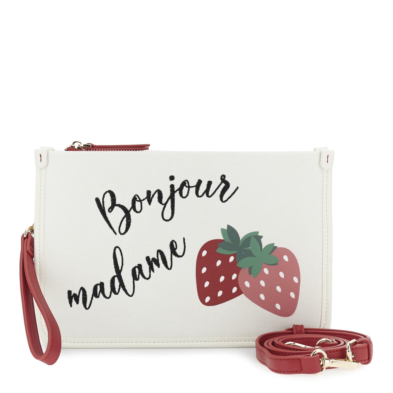 CLUTCH IN CANVAS E MATERIALE SINTETICO EFFETTO  NAPPA CON STAMPA E RICAMO SUL PA - 5