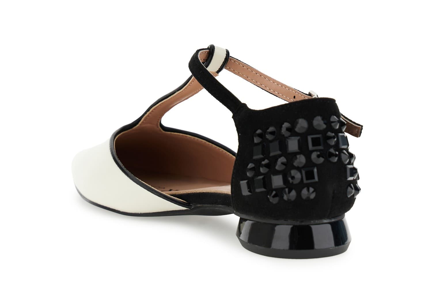 BALLERINA A T IN NAPPA E MICROFIBRA O CON MULTISTRASS - 2