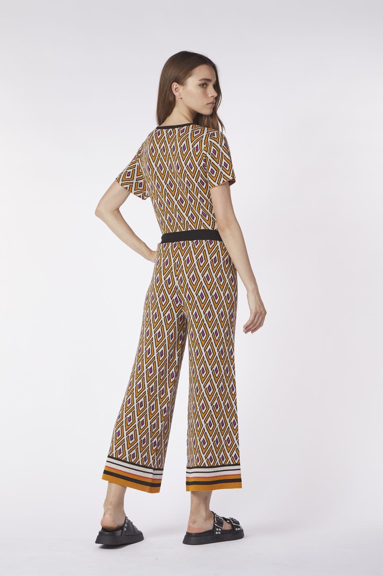 PANTALONI LAVORAZIONE JACQUARD DISEGNO GEOMETRICO - 2