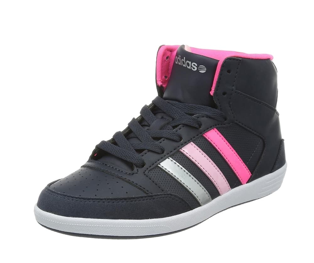 ADIDAS Basketball Ragazza art. VLNEO HOOPS MID W (F38383) in ecopelle Navy/Pink/Silver - 3