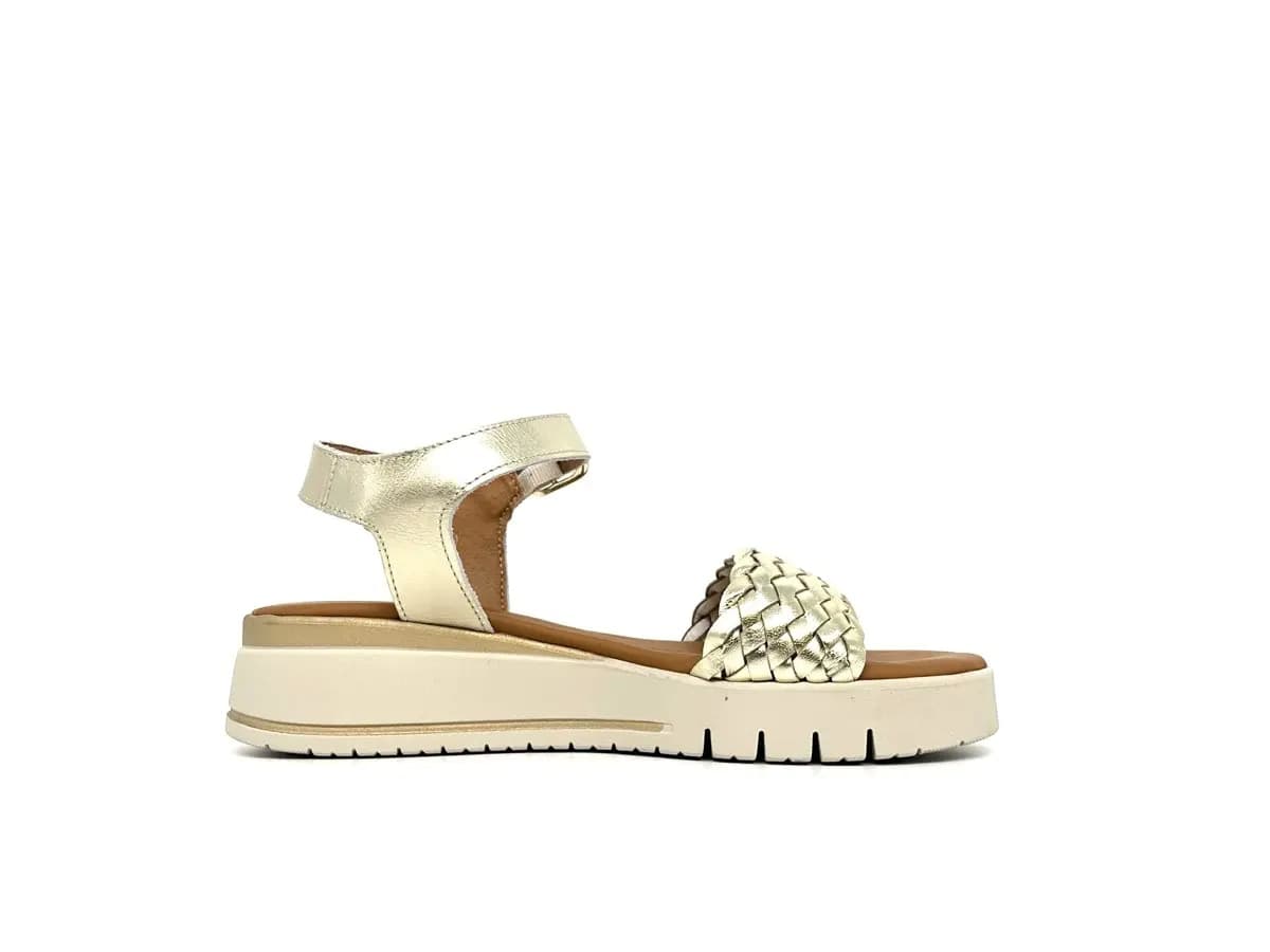 Cinzia Soft sandali donna pelle platino intrecciata con cinturino platform leggera - 4