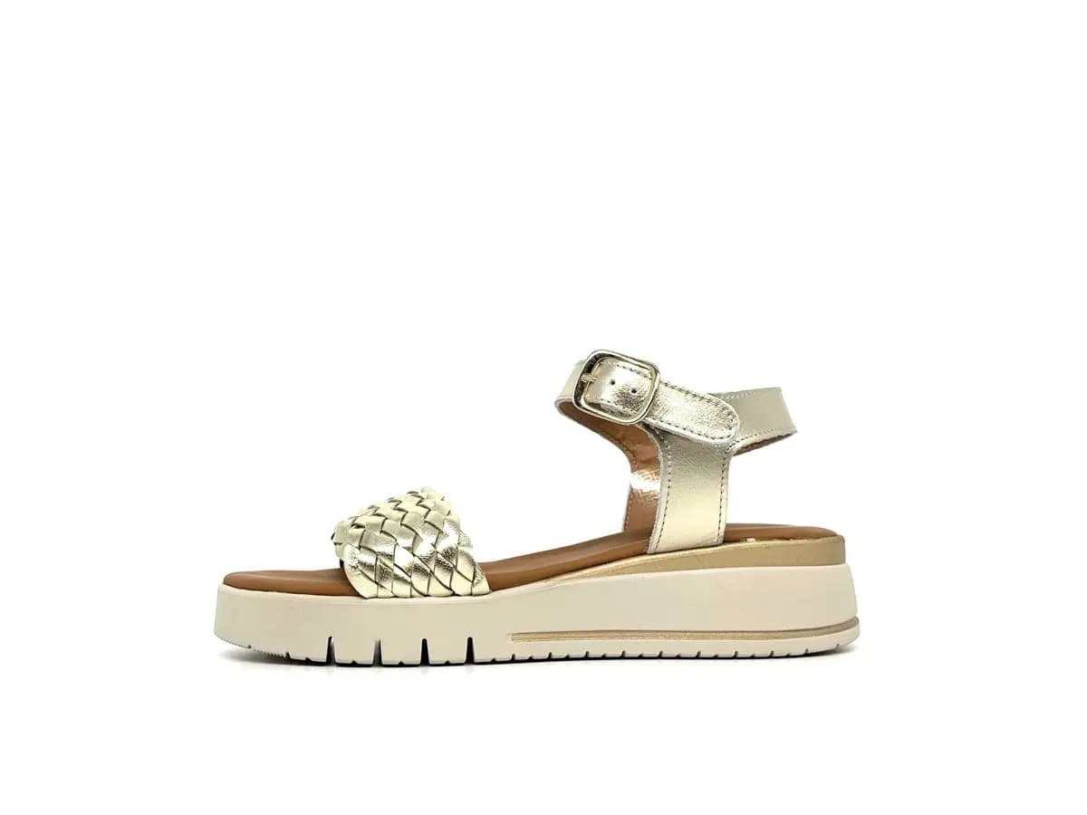 Cinzia Soft sandali donna pelle platino intrecciata con cinturino platform leggera - 5