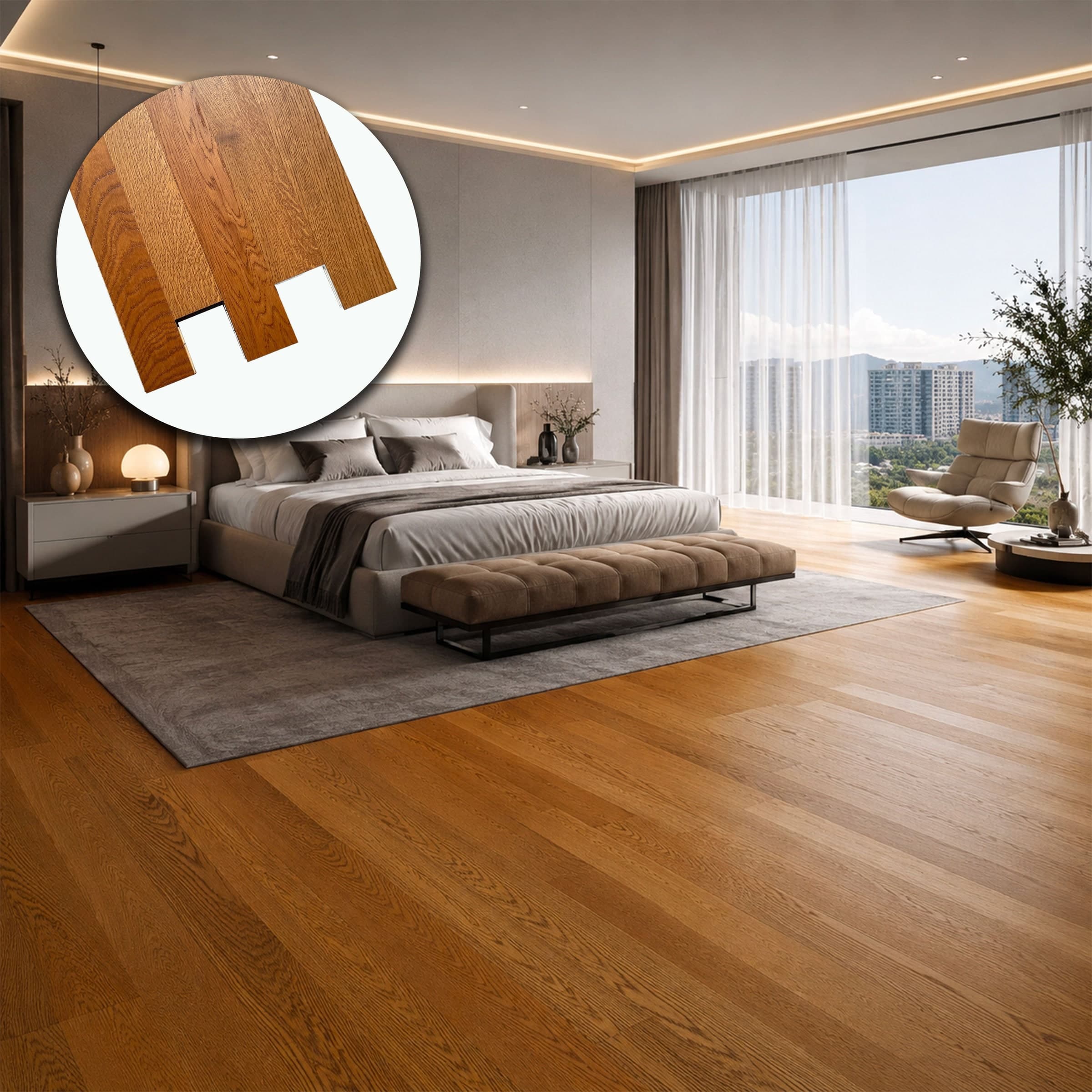 €24,99mq * STOCK GARBELOTTO * Lotto da 37mq di Maxilistone prefinito in legno vern. ROVERE CUOIO 10x70x400/600