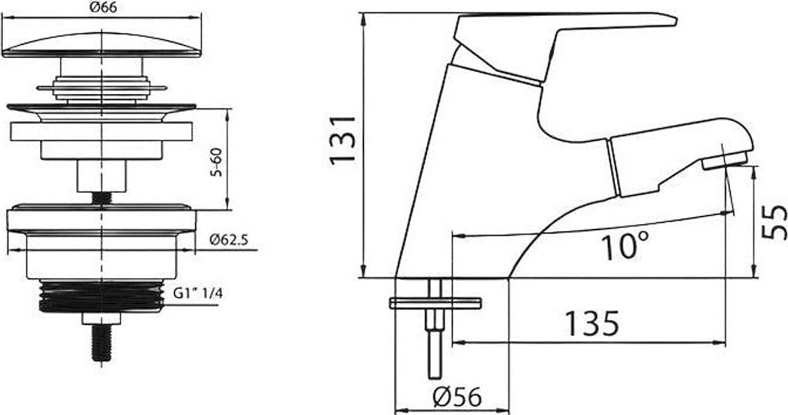 Miscelatore lavabo bagno con doccetta estraibile - 3