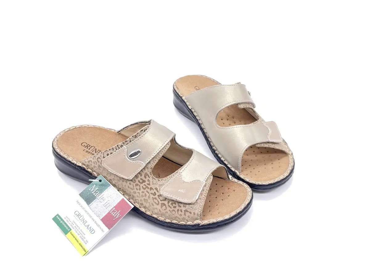 GRUNLAND DAMI Ciabatte donna sanitarie a due strappi platino con plantare estraibile - 3