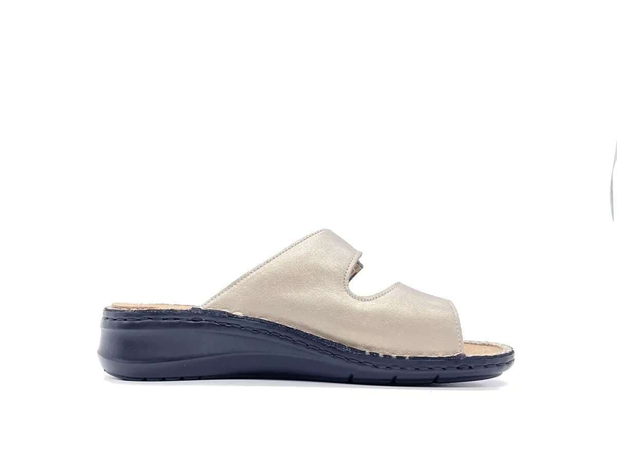 GRUNLAND DAMI Ciabatte donna sanitarie a due strappi platino con plantare estraibile - 5