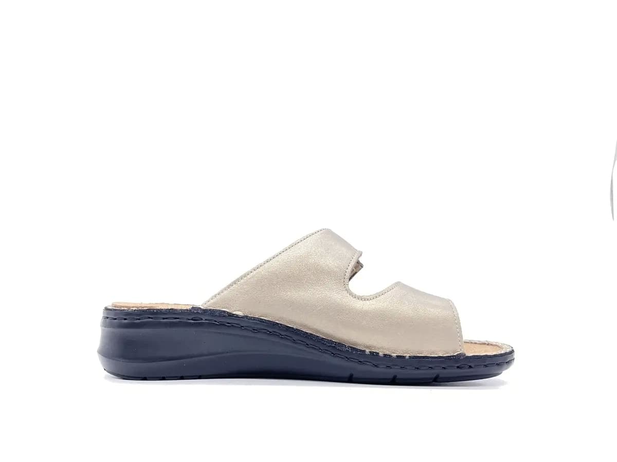 GRUNLAND DAMI Ciabatte donna sanitarie a due strappi platino con plantare estraibile - 5