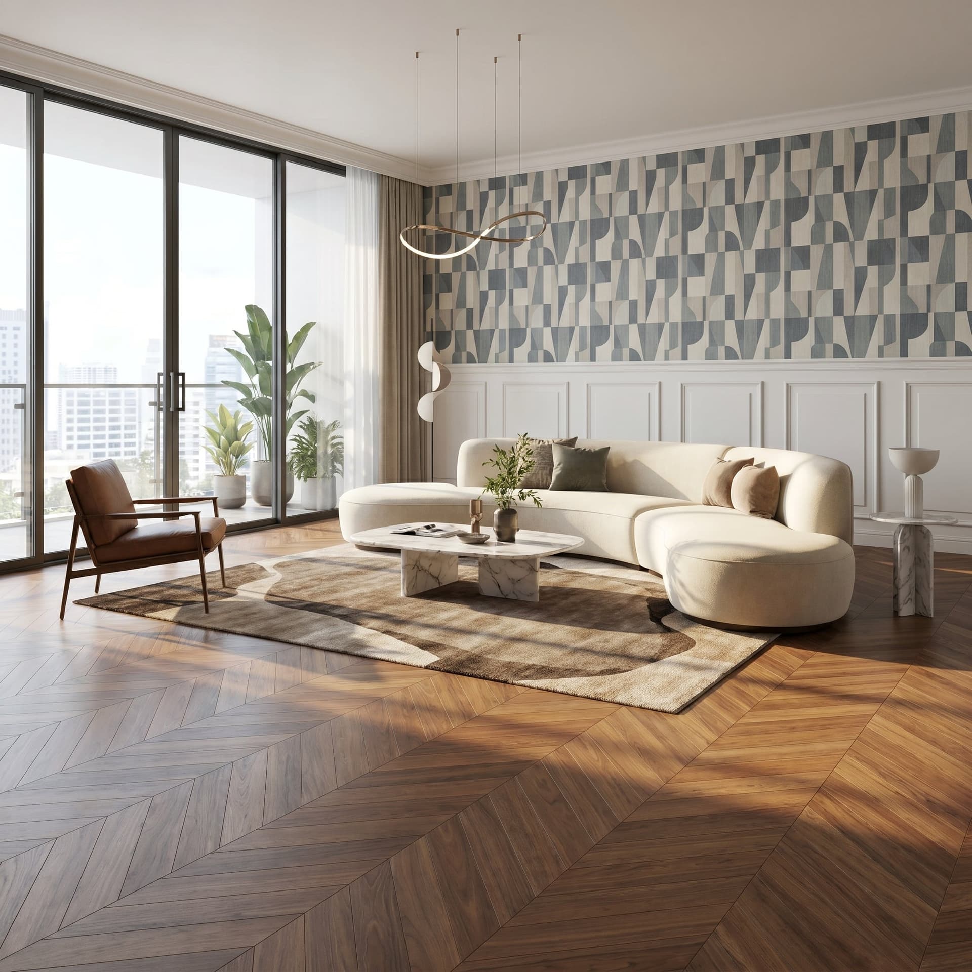 Pavimento in legno prefinito di WALNUT (Noce) punta ungherese verniciato, bisell. Spazz. 8x92x550mm Select - 4
