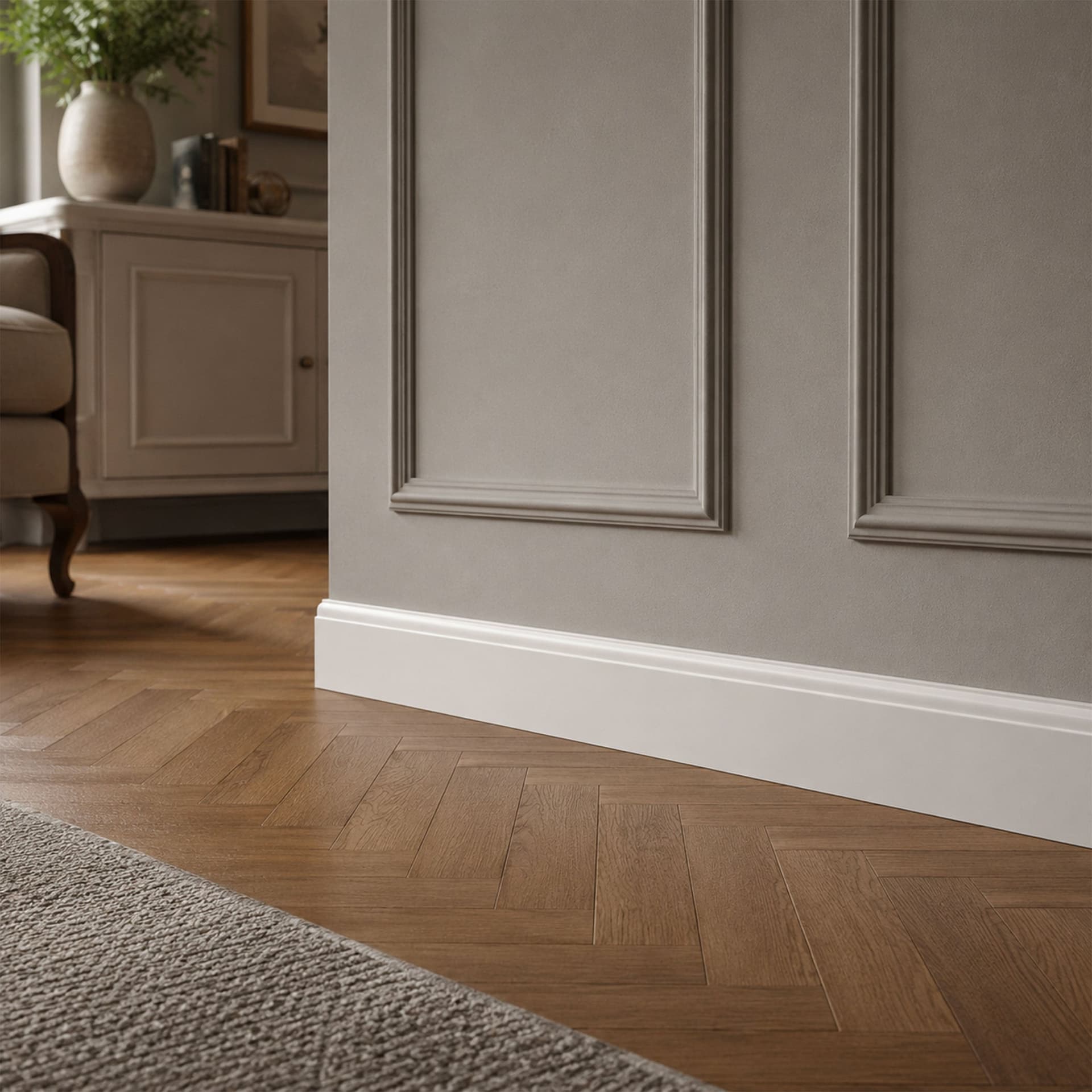Battiscopa Firenze in POLIMERI linea BASICBOARD  65x10mm - BIANCO pitturabile (prezzo al metro) - 3