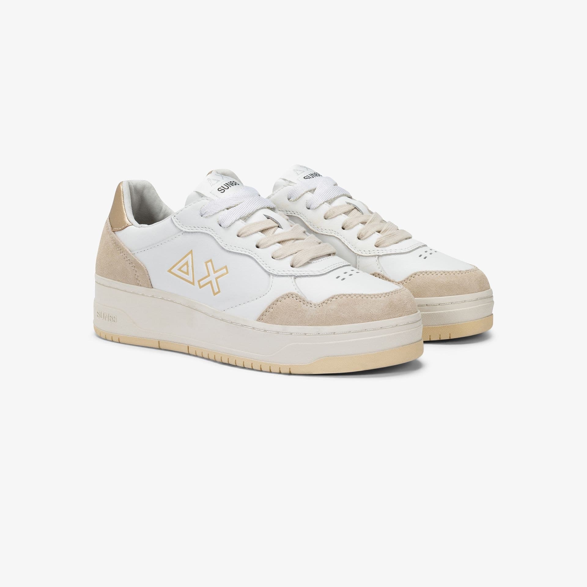 SUN68 Sneakers Donna art. Z45244 in pelle White/Gold - 2