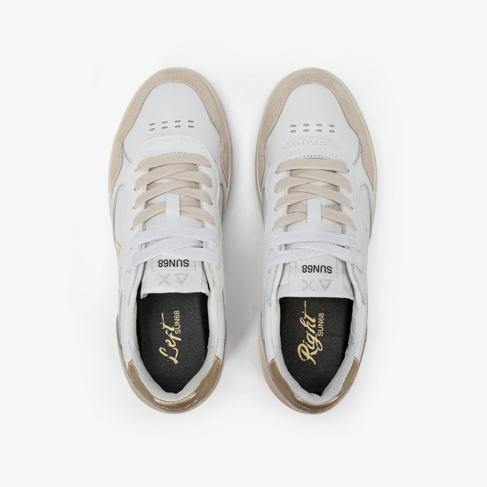 SUN68 Sneakers Donna art. Z45244 in pelle White/Gold - 4