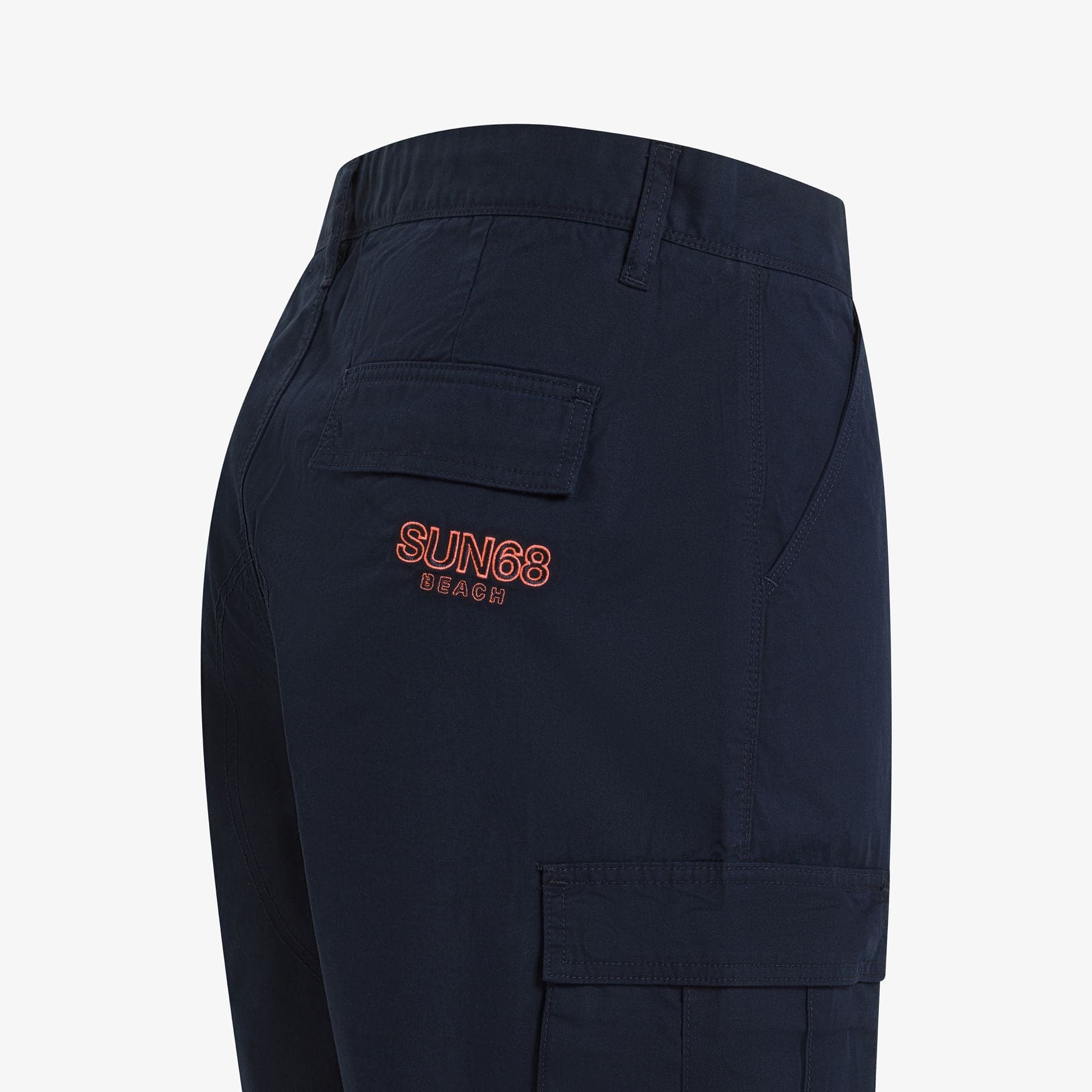 Bermuda uomo cargo  Sun68 blu navy in misto cotone con tasche laterali - 2