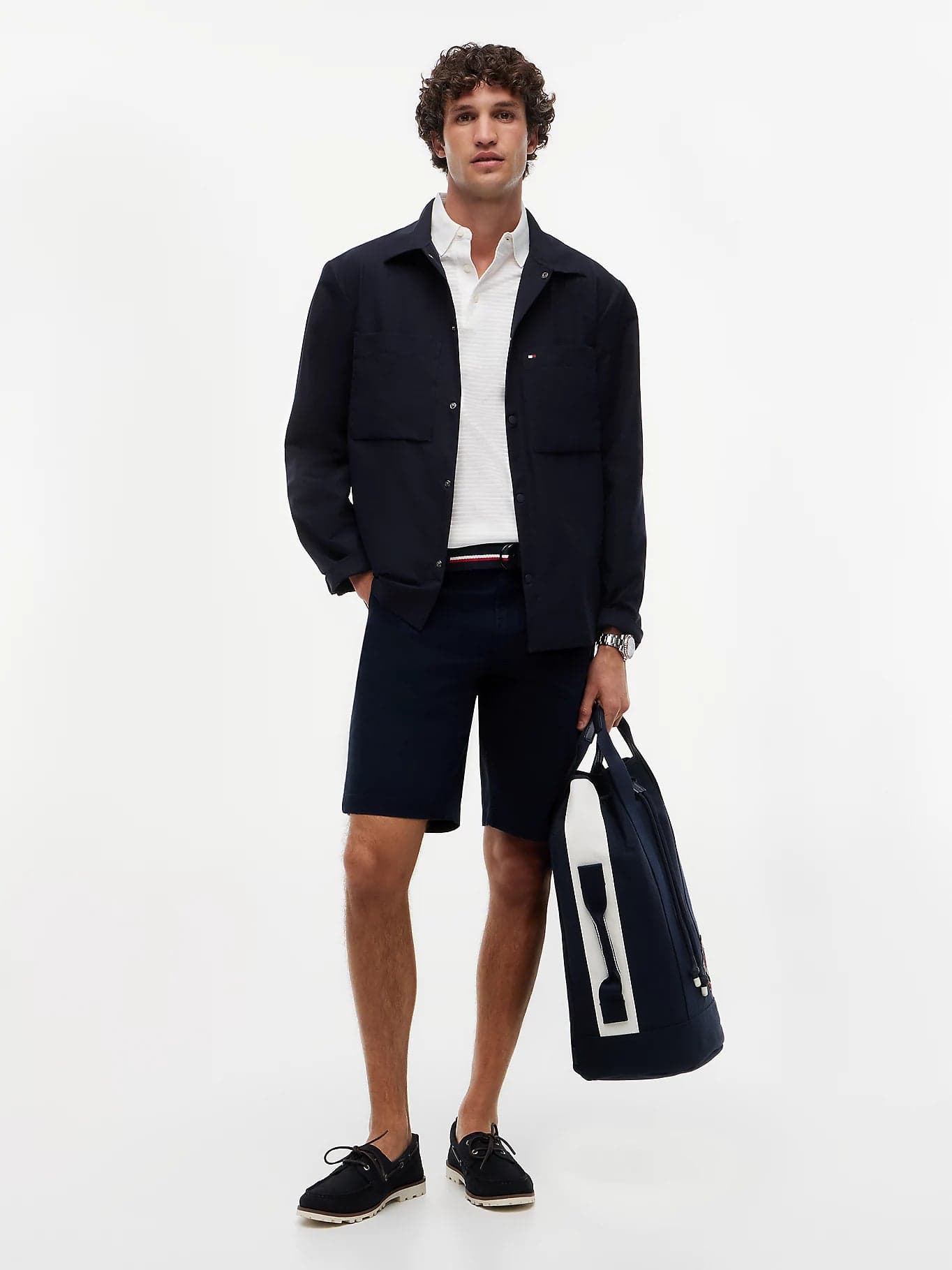 Bermuda uomo Tommy Hilfiger chino Denton blu con cintura interno gamba 24 cm MW0MW42349DW5 - 2